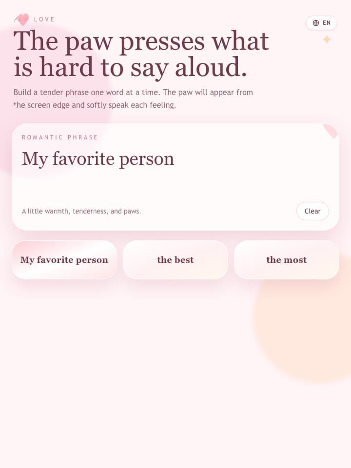 The real Paw Love compliment board