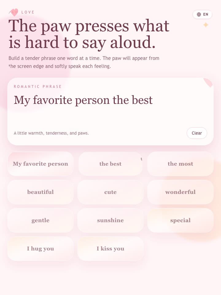 A romantic line composed in Paw Love